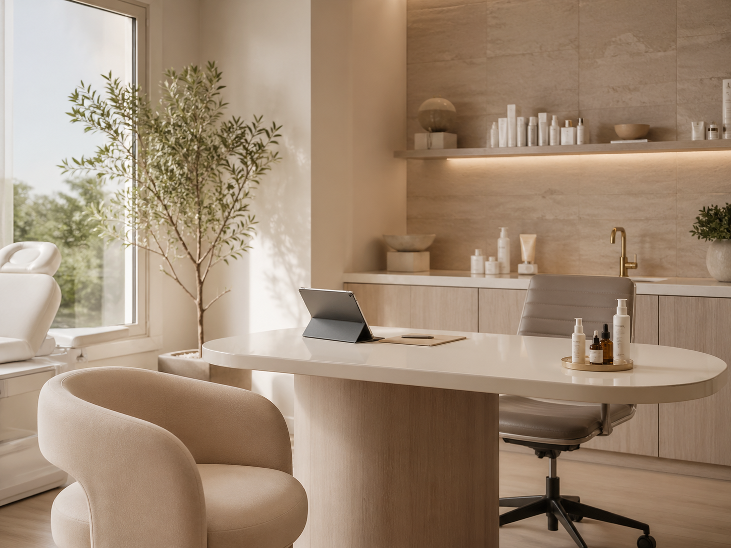 Calm premium clinic environment for prescription skin and hair treatments